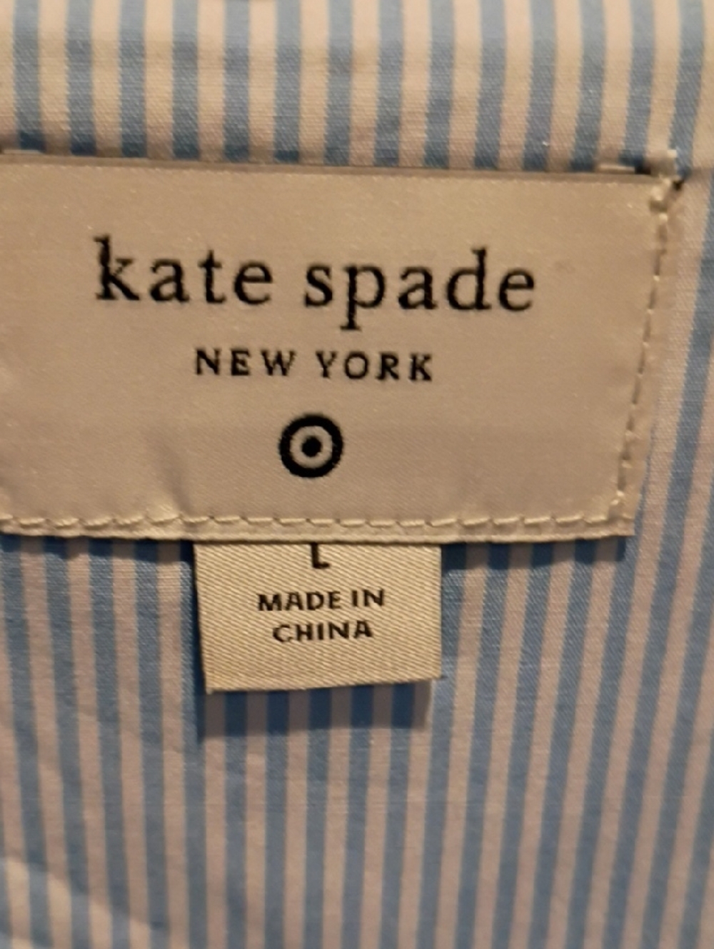 FINAL PRICE kate spade Blue & White Striped Cotton Tie-Up Blouse w Rear Pleat
